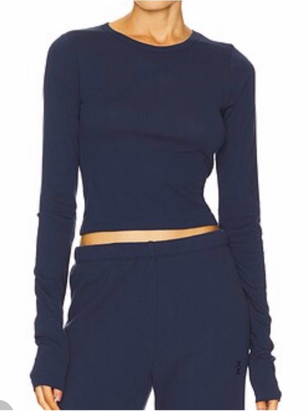 ALO Yoga Dark Navy Gather Long Sleeve Cropped Top